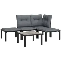 vidaXL 5-tlg. Garten-Lounge-Set Schwarz und Grau Poly Rattan