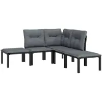 vidaXL 5-tlg. Garten-Lounge-Set Schwarz und Grau Poly Rattan