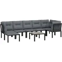 vidaXL 8-tlg. Garten-Lounge-Set Schwarz und Grau Poly Rattan