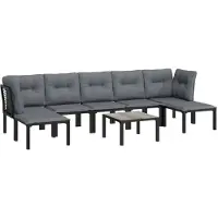 vidaXL 8-tlg. Garten-Lounge-Set Schwarz und Grau Poly Rattan