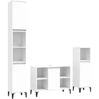 vidaXL 3-tlg. Badmöbel-Set Weiß Holzwerkstoff
