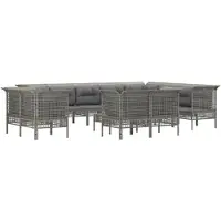 vidaXL 13-tlg. Garten-Lounge-Set mit Kissen Grau Poly Rattan