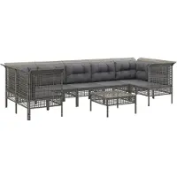 vidaXL 8-tlg. Garten-Lounge-Set mit Kissen Grau Poly Rattan