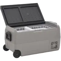 vidaXL Kühlbox mit Rollen und Adapter Schwarz & Grau 50 L PP & PE