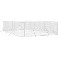 vidaXL Outdoor-Hundezwinger Silbern 6x10x2 m Verzinkter Stahl