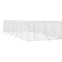vidaXL Outdoor-Hundezwinger Silbern 4x12x2 m Verzinkter Stahl