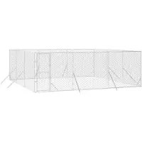 vidaXL Outdoor-Hundezwinger Silbern 6x6x2 m Verzinkter Stahl
