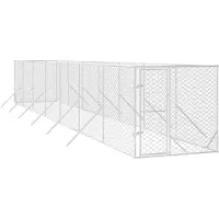 vidaXL Outdoor-Hundezwinger Silbern 2x14x2 m Verzinkter Stahl