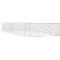 Super Merchant Outdoor-Hundezwinger Silbern 6x14x2 m Verzinkter Stahl