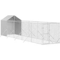 Super Merchant Outdoor-Hundezwinger mit Dach Silbern 2x10x2,5 m Stahl Verzinkt