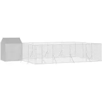 vidaXL Outdoor-Hundezwinger mit Dach Silbern 10x6x2,5 m Stahl Verzinkt