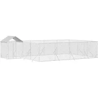 vidaXL Outdoor-Hundezwinger mit Dach Silbern 10x6x2,5 m Stahl Verzinkt