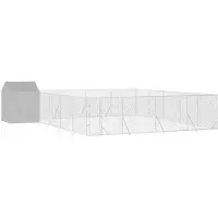 vidaXL Outdoor-Hundezwinger mit Dach Silbern 10x10x2,5m Stahl Verzinkt