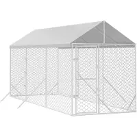 vidaXL Outdoor-Hundezwinger mit Dach Silbern 2x6x2,5m Verzinkter Stahl