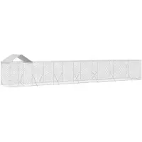 vidaXL Outdoor-Hundezwinger mit Dach Silbern 14x2x2,5 m Stahl Verzinkt