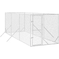 vidaXL Outdoor-Hundezwinger Silbern 2x6x2 m Verzinkter Stahl