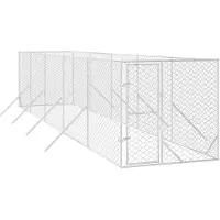 vidaXL Outdoor-Hundezwinger Silbern 2x10x2 m Verzinkter Stahl
