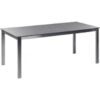 Beliani Gartentisch Schwarz Sicherheitsglas mit Keramik Rechteckig 180 x 90 cm Edelstahlgestell Modern Garten Terrasse Ausstattung Gartenmöbel
