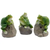 Décoris Dekofigur mit Ton & Sensor Frosch 11x8cm Keramik grün 1 Stück sort. - Gartendeko Kröte - Kleine Gartenstatue Garten Deko Tierfigur - Dekofigur Draußen