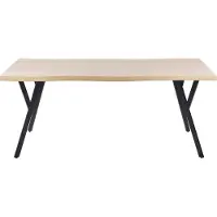 Beliani Esstisch Helles Holz / Schwarze Beine 180 x 90 cm Rechteckig aus MDF Stahl Modern für Esszimmer Essbereich