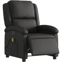 vidaXL Massagesessel Elektrisch Schwarz Echtleder