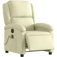 vidaXL Massagesessel Elektrisch Creme Echtleder