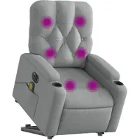 vidaXL Elektrischer Massagesessel mit Aufstehhilfe Hellgrau Stoff