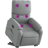 vidaXL Elektrischer Massagesessel mit Aufstehhilfe Hellgrau Stoff