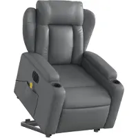vidaXL Massagesessel mit Aufstehhilfe Elektrisch Grau Kunstleder
