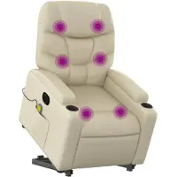 vidaXL Massagesessel mit Aufstehhilfe Elektrisch Creme Kunstleder