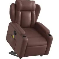 vidaXL Massagesessel mit Aufstehhilfe Elektrisch Braun Kunstleder