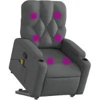 vidaXL Massagesessel mit Aufstehhilfe Dunkelgrau Stoff
