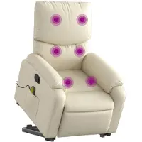 vidaXL Massagesessel mit Aufstehhilfe Creme Kunstleder