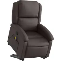 vidaXL Massagesessel mit Aufstehhilfe Dunkelbraun Echtleder