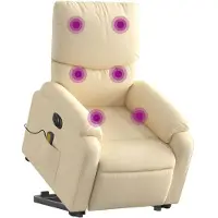 vidaXL Elektrischer Massagesessel mit Aufstehhilfe Creme Stoff