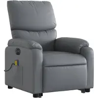 vidaXL Massagesessel mit Aufstehhilfe Elektrisch Grau Kunstleder