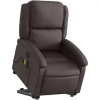 vidaXL Massagesessel mit Aufstehhilfe Elektrisch Dunkelbraun Echtleder