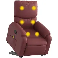 vidaXL Massagesessel mit Aufstehhilfe Weinrot Kunstleder