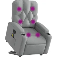 vidaXL Massagesessel mit Aufstehhilfe Hellgrau Stoff