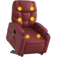 vidaXL Massagesessel mit Aufstehhilfe Elektrisch Weinrot Kunstleder