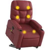 vidaXL Massagesessel mit Aufstehhilfe Weinrot Kunstleder