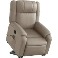 vidaXL Massagesessel mit Aufstehhilfe Elektrisch Cappuccino Kunstleder