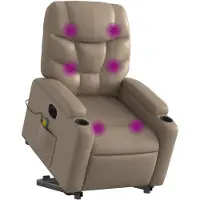 vidaXL Massagesessel mit Aufstehhilfe Elektrisch Cappuccino Kunstleder