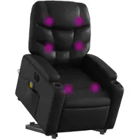 vidaXL Massagesessel mit Aufstehhilfe Elektrisch Schwarz Kunstleder