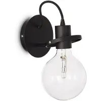 Ideal Lux Moderne Wandleuchte Radio Metall Schwarz 1 Licht E27 8W 3000K Warmes Licht