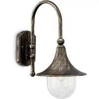 Ideal Lux CIMA AP1, Wandbeleuchtung für den Außenbereich, Schwarz, Gold, Acryl, Aluminium, IP44, Garage, Garten, Terrasse, I