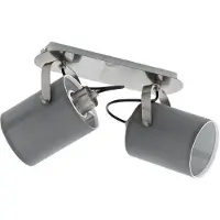 Eglo Deckenlampe Villabate, 2 flammige Textil Deckenleuchte, Deckenspot aus Stahl, Stoff, Farbe: Nickel matt, grau, Fassung: E27