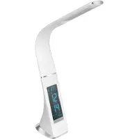 Eglo LED Tischlampe Cognoli, Tischleuchte mit Touch, neutralweiß, dimmbar, Info-Display, Wecker, Schreibtischlampe aus Kunststoff, Bürolampe in Weiß