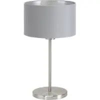 Eglo Tischlampe Maserlo, Textil Tischleuchte, Nachttischlampe aus Stahl und Stoff, Farbe: Nickel matt, taupe, gold, Fassung: E27, inkl. Schalter