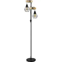Eglo TOWNSHEND 5 Stehleuchte Stehlampe Lampe - L40 x B25 x H166,5 cm - schwarz, braun - 2X60W exkl. - IP20